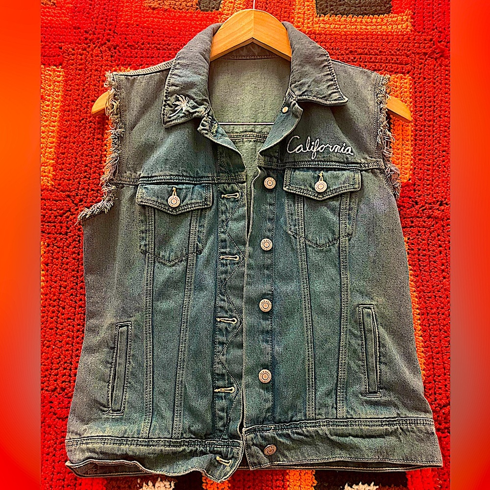 Green Jean embroidered vest!